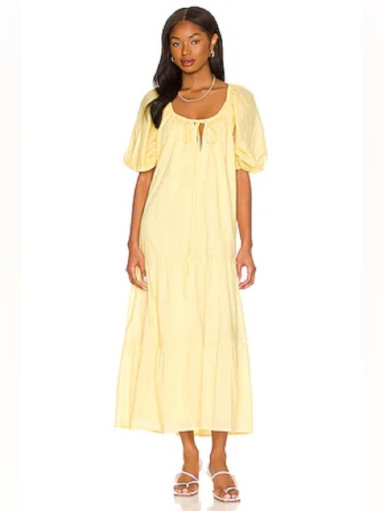 Faithfull the Brand Dresses & Skirts - Faithfull the Brand Marlowe Yellow Puff-Sleeve Maxi Dress